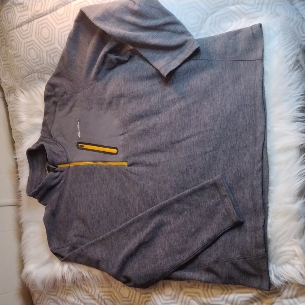 Eddie Bauer fleece gray pullover 1/4 zip sz XXL